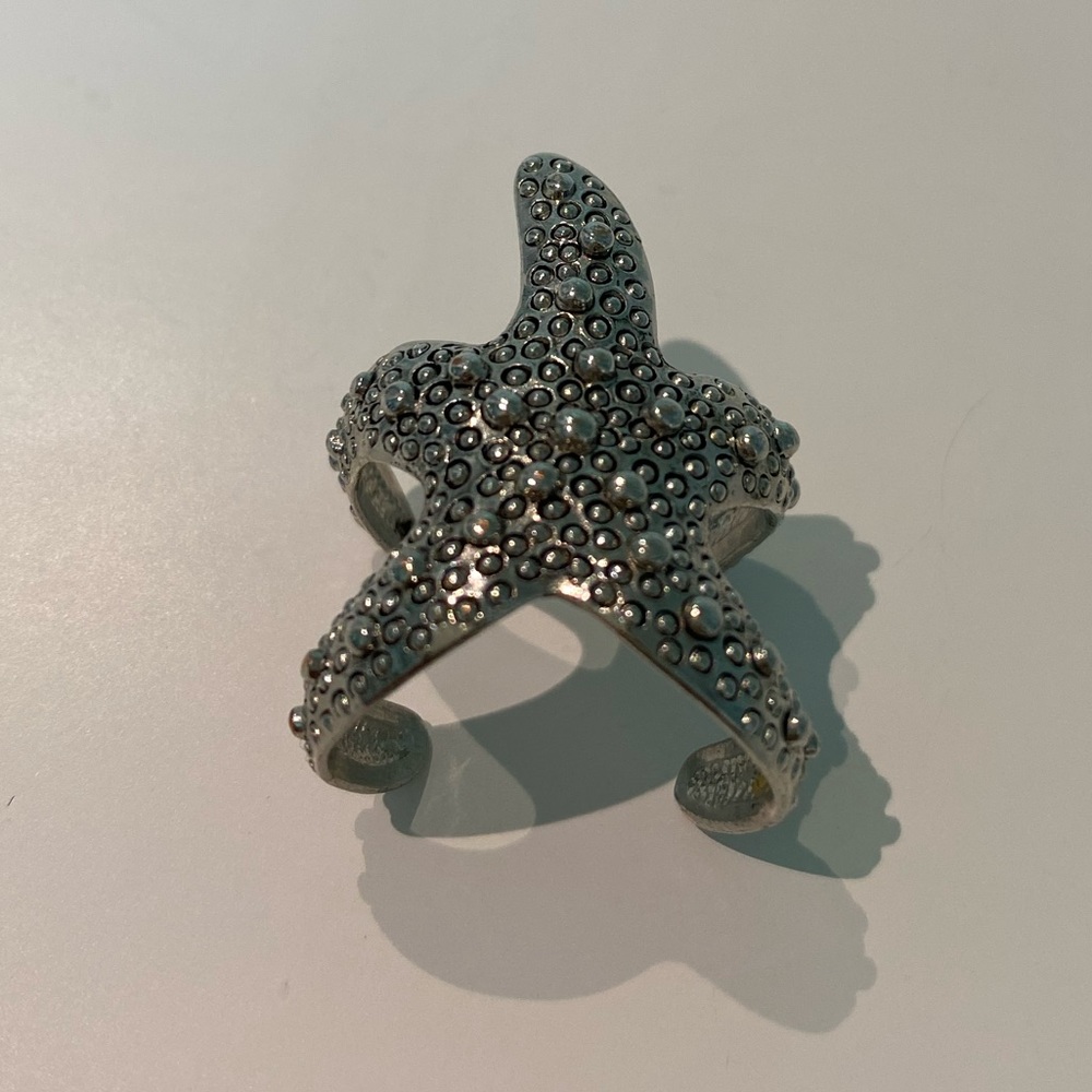 Stella & Dot Silver Starfish Wrap Ring Adjustable Sz 9